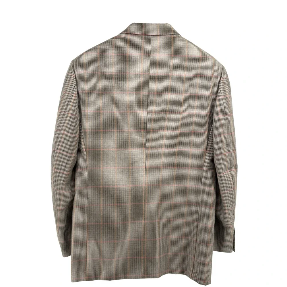 Christian Dior Monsieur‎ Mens Brown Wool Houndstooth Plaid Blazer Sport Coat 42R